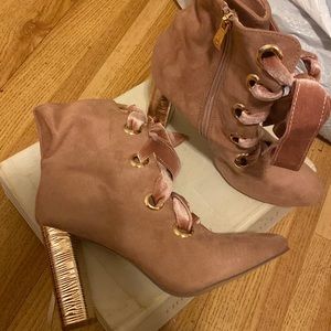 Pink Bow Heel Boots Size 10